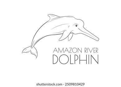 Ilustración de un animal - delfín del río Amazonas, mamíferos