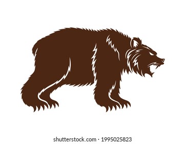 Illustration with animal bear icon isolated on white background.