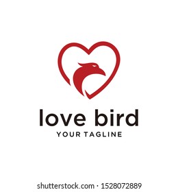 Illustration animal bird with love logo template vector icon