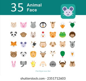 Illustration des Designs der Animal Face Collection. Face Outline Icon Pack für Tiere. Symbol für die Reihe der Tierschaumlinien