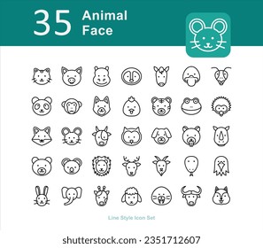 Illustration of Animal Face Collection design Line Icon. Animal Face Outline Icon Pack. Set of Animal Face Line Icon