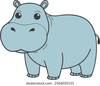 Illustration of a animal hippopotamus standing on isolated white background