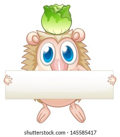 Illustration of an animal holding an empty signboard on a white background