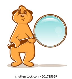 Illustration of an animal holding a magnifying glass/Meerkat Search Vector