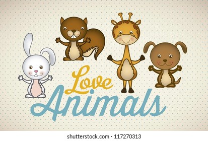 Illustration of animal icons illustration of giraffe, rabbit, squirrel,  dog. vector illustration
