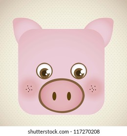 Illustration of animal icons illustration of pig. vector illustration