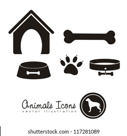 Illustration of animal icons, icons with animal silhouettes. vector illustration