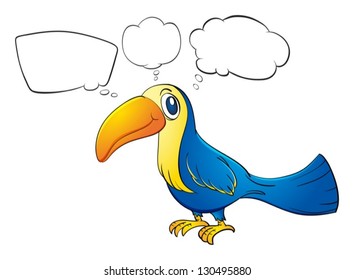 Illustration of an animal with a long beak thinking on a white background