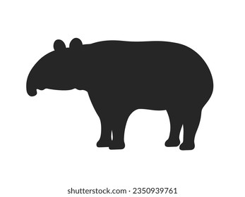 Illustration of animal Malayan tapir silhouette.