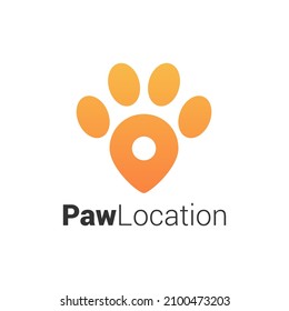Illustration Animal Pet Paw Footprint with Location Mark GPS Pin Point Pointer logo design