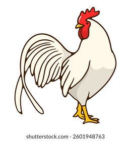 illustration animal rooster white color good for sticker and education