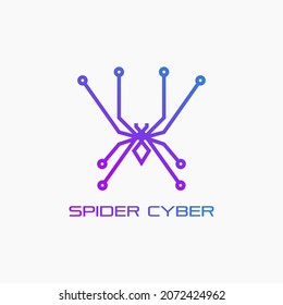 Illustration animal Spider combination circuit technology symbol logo design