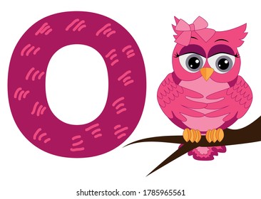 illustration of Animals alphabet: O is for Owl.