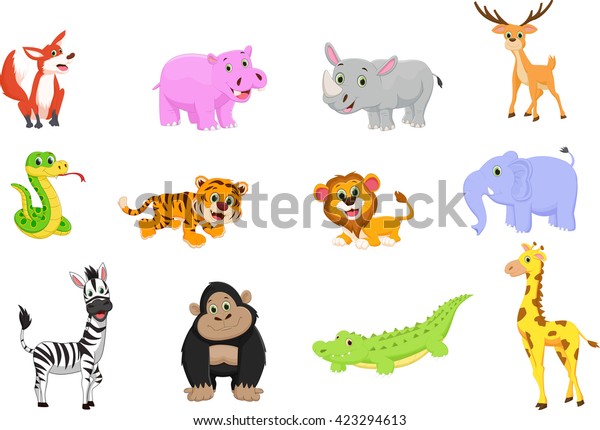 Illustration Animals Cartoon Set Stock Vector (Royalty Free) 423294613 ...