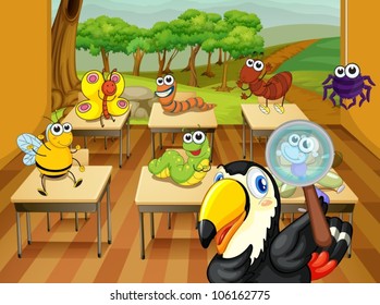illustration of animals in a classroom
