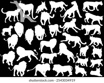 illustration with animals collection isolated on black background