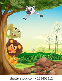 Illustration of the animals hiding