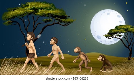 Illustration of the animals and humans