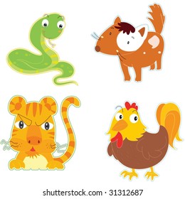 illustration of animals on white