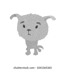 Illustration of animals. illustration illustration. Puppy is sad. T-shirt. Cute cartoon characters. Without background.