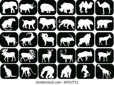 illustration with animals silhouettes collection