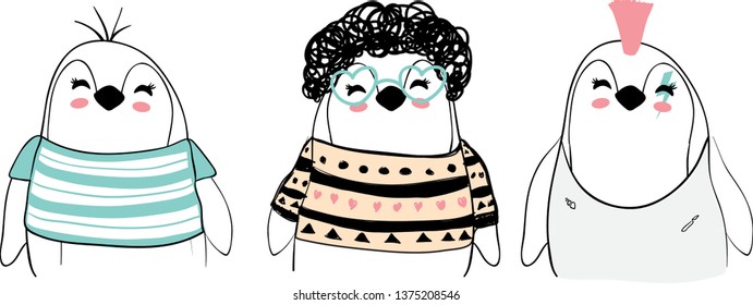illustration, animals, trio
