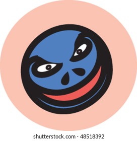 Illustration of an animated pill with evil eye