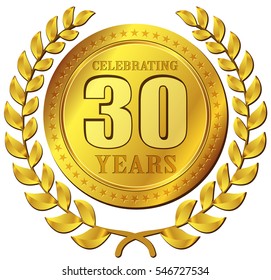 Illustration of anniversary celebration gold icon design
