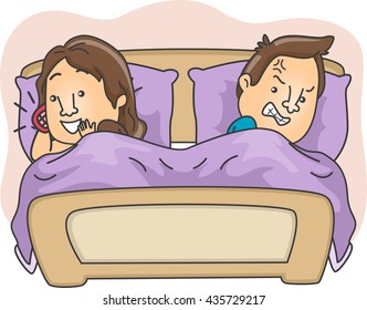 Illustration of an Annoyed Husband Suspecting His Wife of Having an Affair