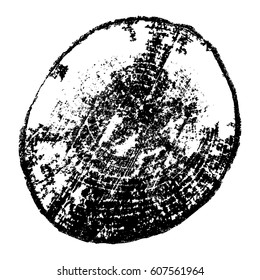 Illustration of annual rings on a wood slice. Silhouette. Vector.