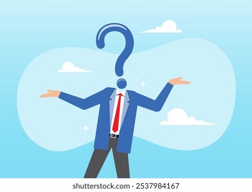 An illustration of Anonymous businessman person, candidate or mention employee, who is this man, uncertainty, important person or unknown concept