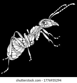 illustration of ant with decoration