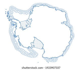 Illustration of Antarctica contour map