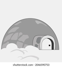 ILLUSTRATION  of antartic igloo, icy cold house for eskimos