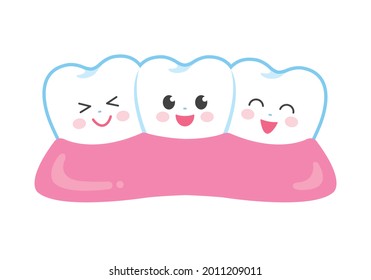 It is an illustration of anthropomorphic teeth lined up. Since it is vector data, it can be easily edited.
