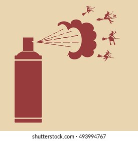 Illustration of anti witches spray . Anti witches spray working process