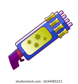 Illustration of an antibacterial weapon concept. Designed to symbolize the fight against germs, viruses, and harmful bacteria. Ideal for science fiction, health, and hygiene themes.