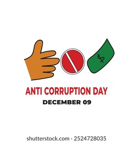 illustration of anti-corruption day 9 December, with the concept of hands rejecting bribes, suitable for banners and posters in celebrating anti-corruption day