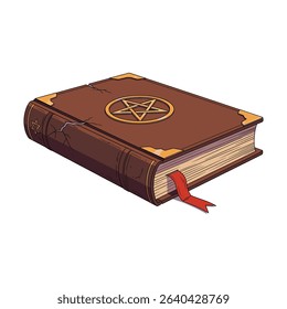 Illustration of an antique book with a pentagram on the cover, perfect for digital art