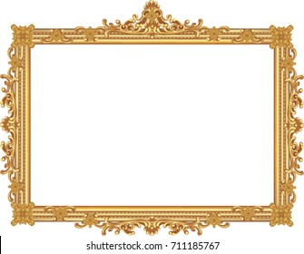 illustration of an antique golden frame isolated on white background 