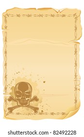 illustration of antique letter with grungy skull