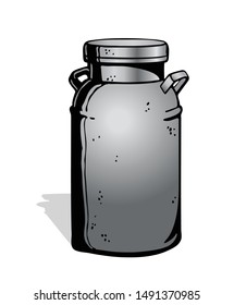 Illustration Of An Antique Milk Pail/jar