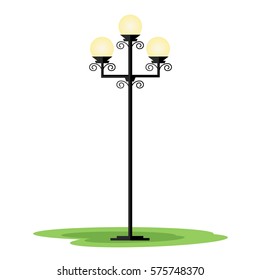 Illustration of Antique street Lamp.A Classic Park Lamp Post Isolated.