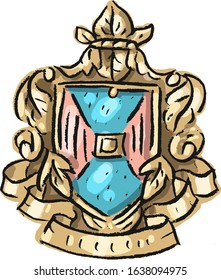 Illustration with antique vintage baroque crest, emblem