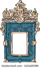 Illustration with antique vintage baroque wooden frames