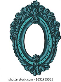 Illustration with antique vintage baroque wooden borders