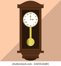 Illustration of antique wall clock with pendulum.