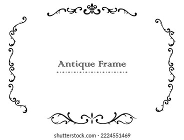 Illustration of an antique-style monochrome frame (white background, vector, clipping)