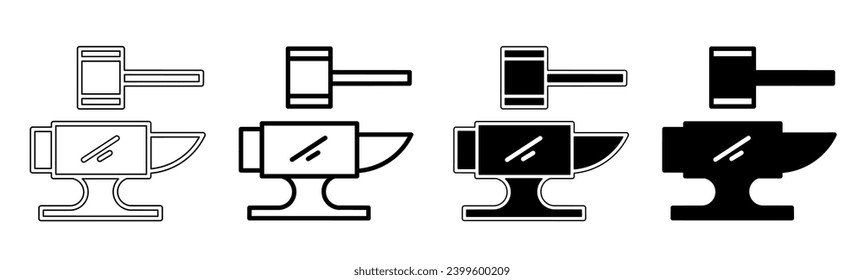 Illustration of a anvil. Anvil icon collection with line. Stock vector illustration.