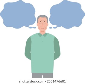 Illustration of an anxious elderly man